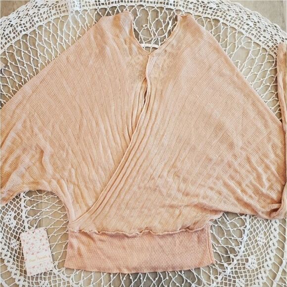 Free People Pluto Wrap Semi-Sheer Long Sleeve Sweater Top in Rose Wine XS - Picture 7 of 11